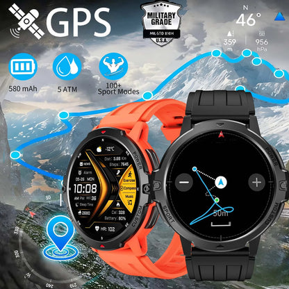 NEW 2025 GPS Smartwatchs 1.46" AMOLED Screen Compass Barometric Altimeter 580mAh Battery 5ATM Outdoor sports Smart Watch For Men