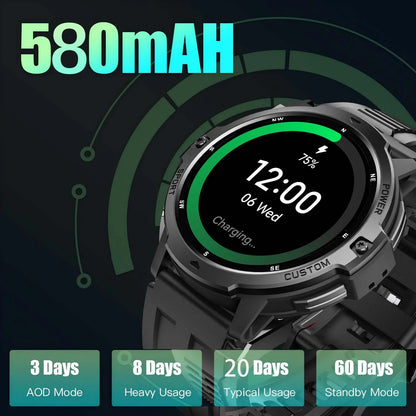NEW 2025 GPS Smartwatchs 1.46" AMOLED Screen Compass Barometric Altimeter 580mAh Battery 5ATM Outdoor sports Smart Watch For Men