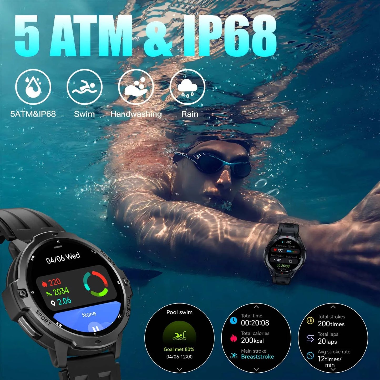 NEW 2025 GPS Smartwatchs 1.46" AMOLED Screen Compass Barometric Altimeter 580mAh Battery 5ATM Outdoor sports Smart Watch For Men